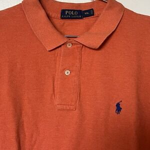 Polo Ralph Lauren Men's 2XL XXL Polo Shirt Orange Navy Pony
